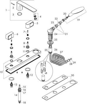 4-Loch Wannenrandarmatur AXOR URQUIOLA DN 15, mit Platte chrom