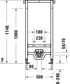 Duravit Wand-Bidet-Element DURASYSTEM 500x1148mm, Trockenbau