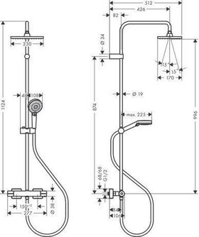 HG Showerpipe VERNIS Shape 230 1jet m Brausethermostat EcoSmart mattschwarz