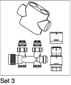 OV Badheizkörper-Anschluss-Set 3 Durchgang verchromt