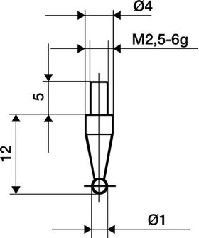 Messeins.D.1mm KGL M2,5 STA z.Messuhren KÄFER