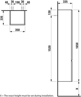 Laufen Hochschrank LAUFEN PRO 350x1650x335mm Scharnier links graphit