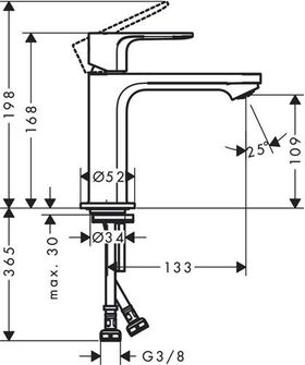 HG Einhebel-Waschtischmischer Rebris S 110 CoolStart, ohne Ablaufgarnitur chrom