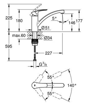 Grohe EH-Spültischbatterie EUROSMART 1/2Zoll fla Ala chr