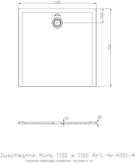 Hoesch Duschwanne S MUNA 1100x1100x30mm weiß