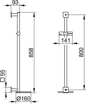 Keuco Brausestange IXMO 855mm Ros ec m Ablage vc/we