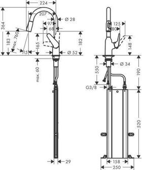 HG Einhebel-Spültischmischer 180 M42 DN 15, mit sBox, Ausziehbrause chrom