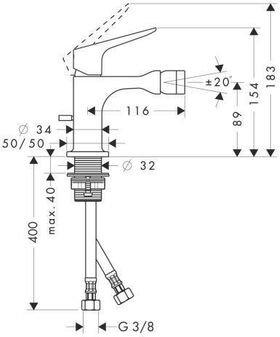 Einhebel-Bidetmischer AXOR CITTERIO M DN 15 m ZAG 1 1/4Zoll chrom