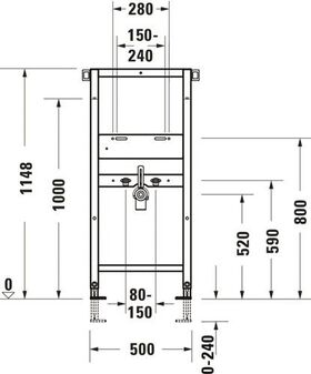 Duravit Waschtisch-Element DURASYSTEM 500x1148mm, Standard, Trockenbau