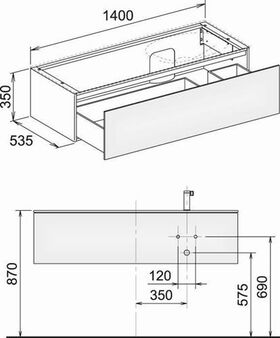 Keuco WTU EDITION 11 PLANNING 1400x350x535mm Kumme re ant