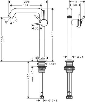 HG Einhebel-Waschtischmischer Tecturis S Fine CooStart Ausl 167mm Push-Open chro