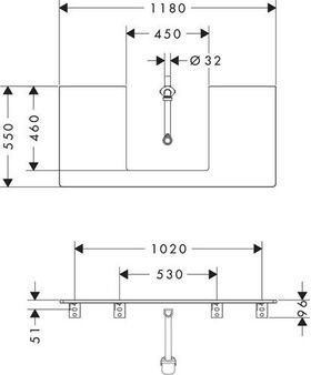 HG Konsole Xelu Q 1180x550mm m Auschnitt mtg diamantgrau m