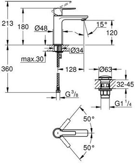 GROHE Einhand-Waschtischbatterie Lineare 1/2Zoll S-Size ha graph gebü