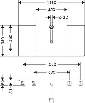 HG Konsole Xelu Q 1180x550mm m Auschnitt mtg diamantgrau m