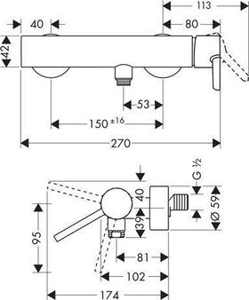 Einhebel-Brausemischer AXOR STARCK DN 15, Aufputz chrom