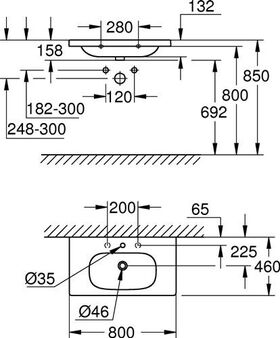 GROHE Möbelwaschtisch Euro Keramik 1 HL m ÜL 800x460mm PureGuard/awe