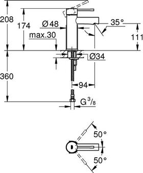 Grohe Einhand-Waschtischbatterie ESSENCE DN 15 S-Size glatter Körper chr