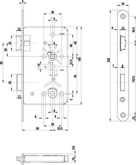 ZT-Einsteckschl.0515 BAD 20/ 65/78/8mm DIN L VA rd Kl 3 Zinkdruckgruss BKS