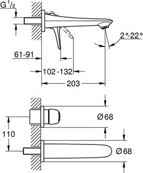 Grohe 2L-WT-Batt EUROSTYLE Ausldg 203mm chr