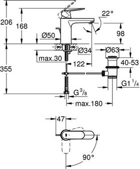 Grohe EH-WTbatt EUROSMART C 1/2Zoll M-Size ZAG chr