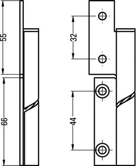 Trennwandscharnier 6032/33 VA 316L stu.Tür Rollenlänge 105mm DIN re.HERMETA