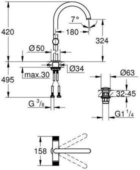 GROHE WT-Einlochbatt. Atrio Private C. 21142 XL-Size Knopfbetätigung supersteel