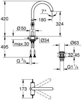 GROHE WT-Einlochbatt. Atrio Private C. 21140 XL-Size für Hebelgr. cool sunrise