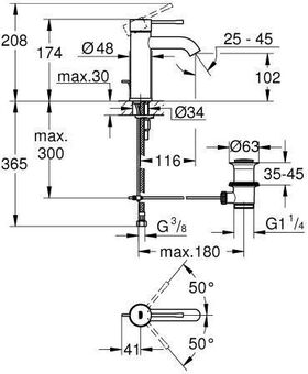 GROHE Einhand-Waschtischbatterie Essence 1/2Zoll S-Size ha graph