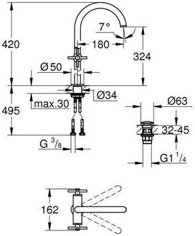 Grohe WT-Einlochbatterie ATRIO 1/2Zoll, XL-Size cool sunrise