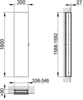 Keuco Spiegelschrank ROYAL MODULAR 2.0 Breite 350mm Höhe 1600mm Tiefe 120mm