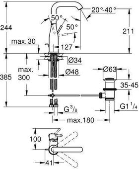 Grohe Einhand-Waschtischbatterie ESSENCE 1/2Zoll L-Size ha graph gebü