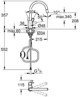 Grohe Einhand-Spültischbatterie BAUFLOW 1/2Zoll, hoher Auslauf chrom