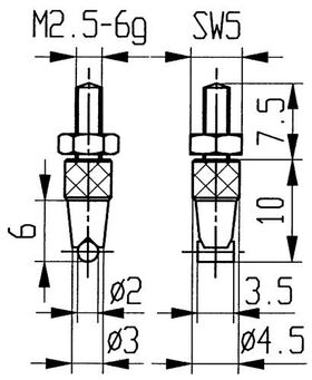 Messeins.D.2mm horiz.Zyl.M2,5 STA z.Messuhren KÄFER