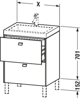 Duravit Waschtischunterbau BRIOSO 701x600x480mm m WT Vero Air Gri chr o HL