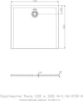 Hoesch Duschwanne MUNA 1100x1000x30mm weiß