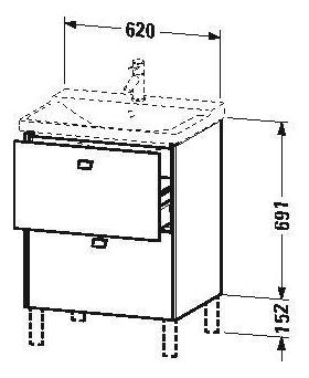 Duravit Waschtischunterbau BRIOSO Griffe chr 691x620x479mm betongrau matt