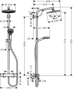 HG Showerpipe CROMETTA S 240 1JET DN 15 16 l/ min chrom