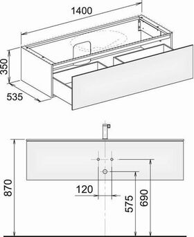 Keuco WTU EDITION 11 PLANNING 1400x350x535mm ant sdm