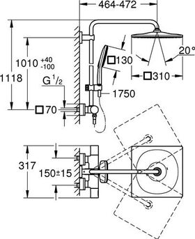 Grohe Duschsystem RAINSHOWER SA 310 m Thermostat-Batt chr