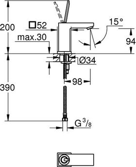 Grohe EH-WTbatt EUROCUBE JOY 1/2Zoll S-Size glatter Körper chr