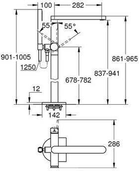 Grohe Einhand-Wannenbatterie PLUS 1/2Zoll Bod. ha graph gebü