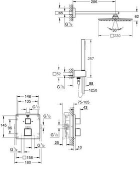 Duschsystem GROHTHERM CUBE m Thermostat und Kopfbrause eckig chr