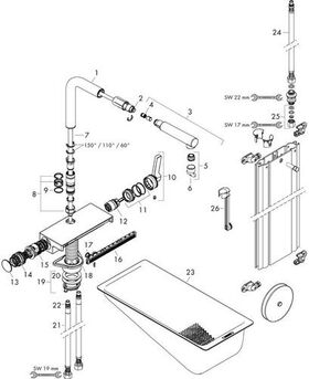 HG Einhebel-Spültischmischer AQUNO Sel 2 DN 15 mit sBox Ausziehauslauf 2jet chro