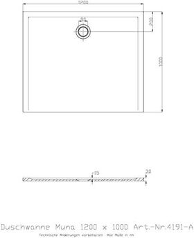 Hoesch Duschwanne MUNA 1200x1000x30mm weiß