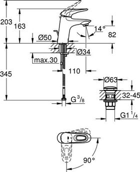 Grohe EH-WTbatt EUROSTYLE 1/2Zoll S-Size chr