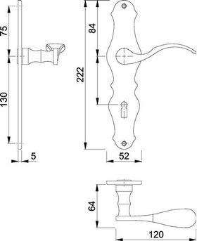 Langschildgarnitur Weimar M112SLN/2007 MS F71 BB 72mm DIN L/R HOPPE