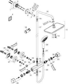 Showerpipe CROMA E 280 1jet mit Brausethermostat chrom