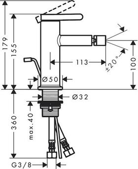 Einhebel-Bidetmischer AXOR ONE m ZAG 1 1/4Zoll mattweiß