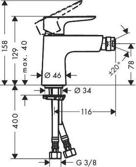 HG Einhebel-Bidetmischer TALIS E mit Push Open Ablaufgarnitur chrom