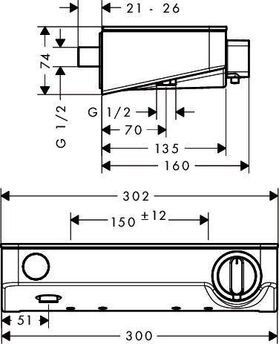 HG Brausetherm. SHOWERTABLET SELECT 300 DN 15, Aufputz chrom